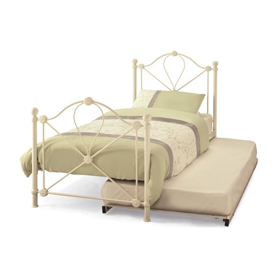 Lyon Metal Single Bed With Guest Bed In Ivory_3