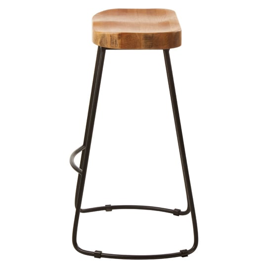 Gomeisa Oak Wood Bar Stool With Metal Base    