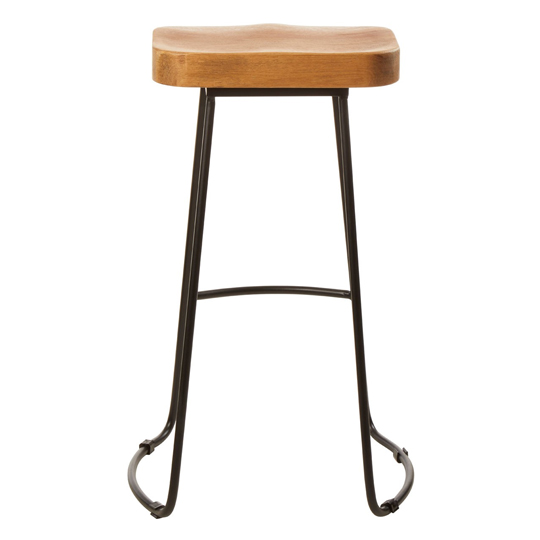 Gomeisa Oak Wood Bar Stool With Metal Base    