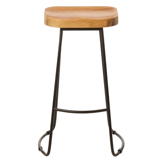 Gomeisa Oak Wood Bar Stool With Metal Base