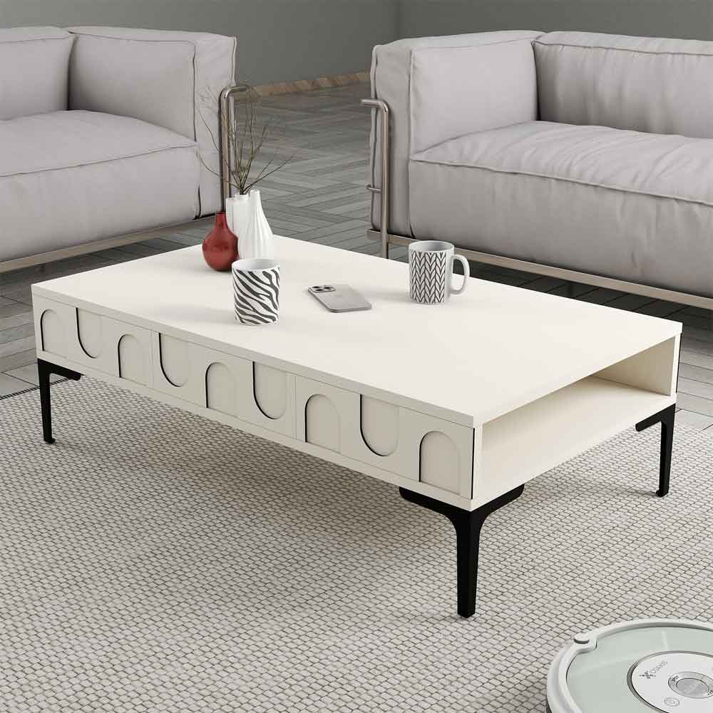 Lyon Wooden Coffee Table in Cream and Black