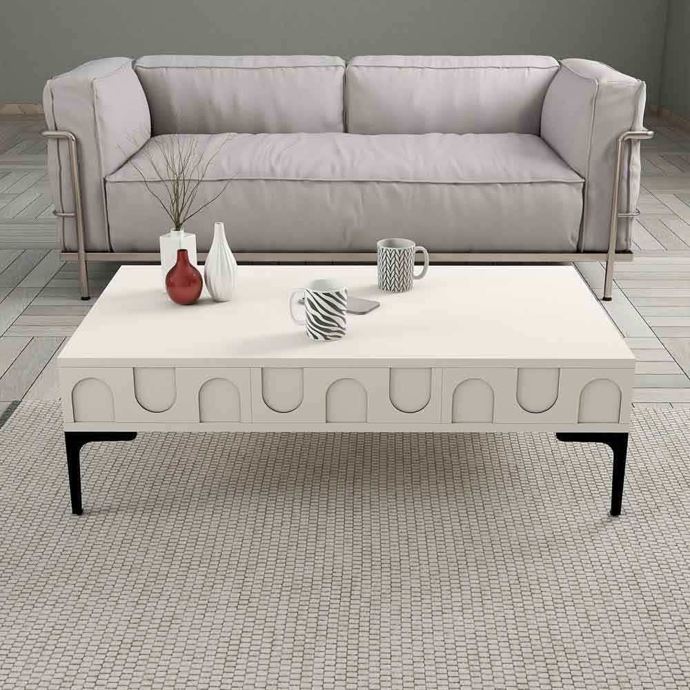 Lyon Wooden Coffee Table in Cream and Black