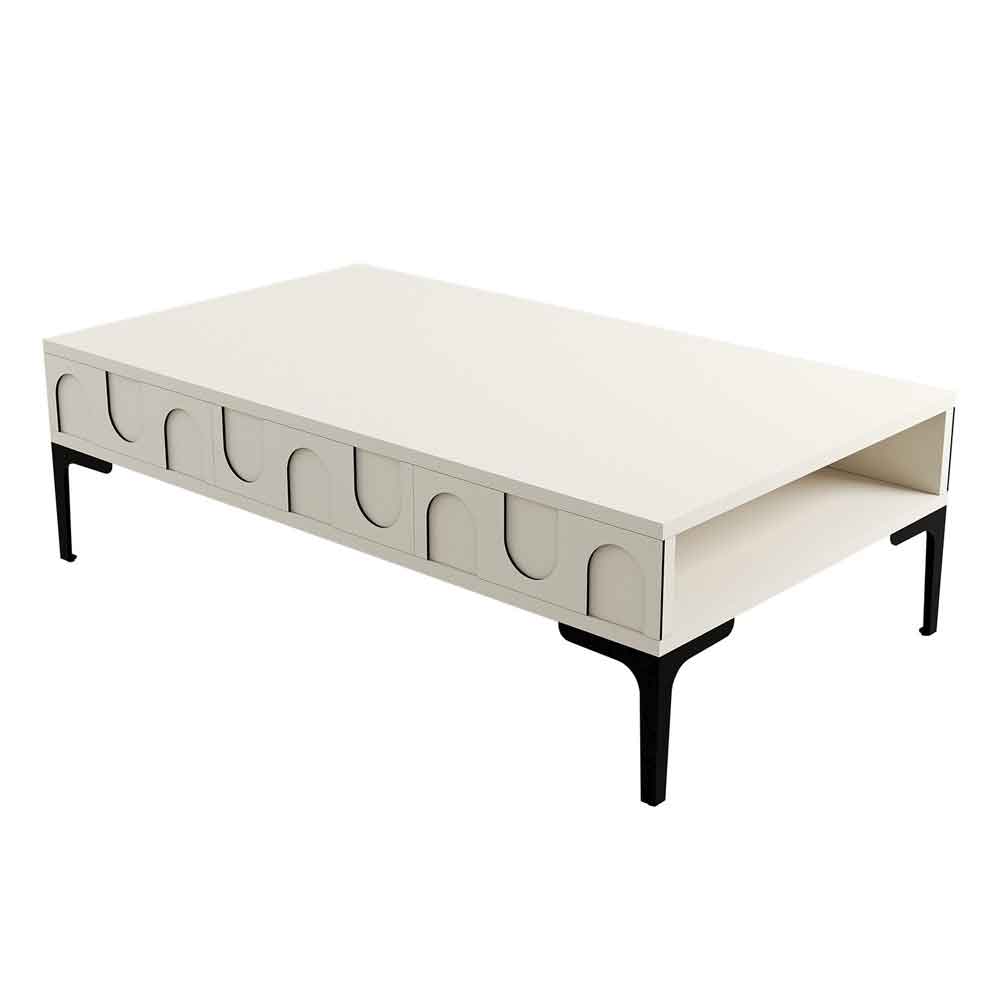 Lyon Wooden Coffee Table in Cream and Black