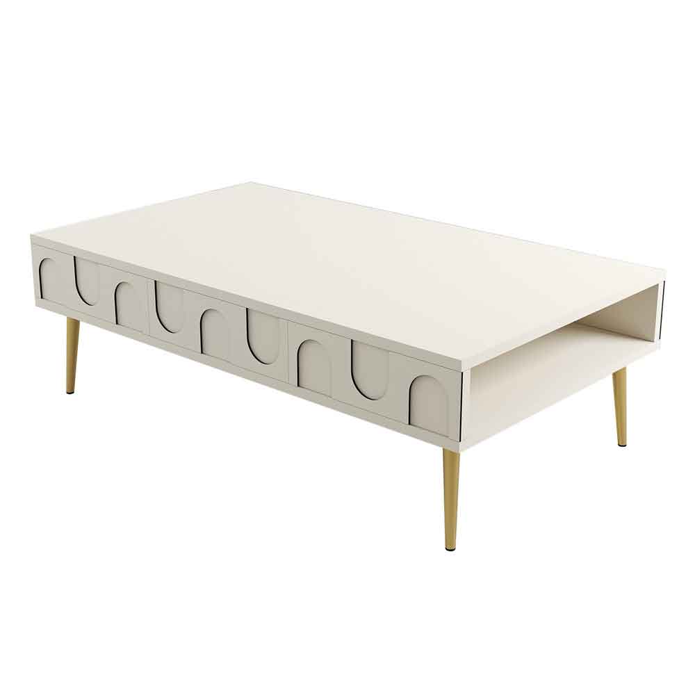 Lyon Wooden Coffee Table in Cream and Gold