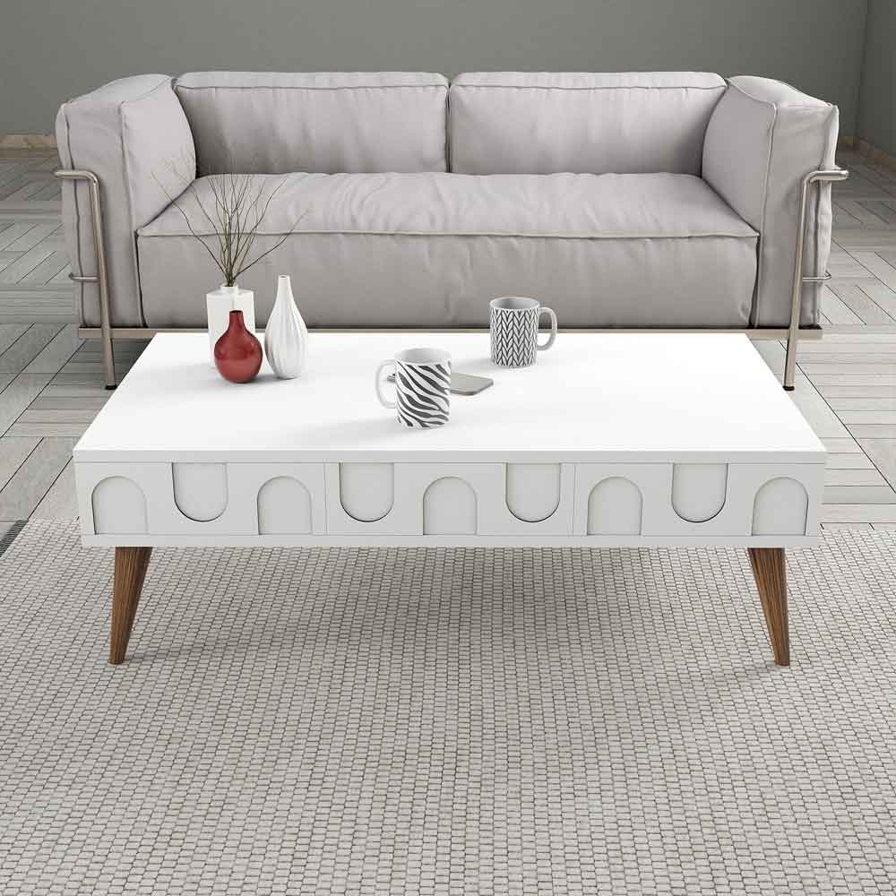 Lyon Wooden Coffee Table in White and Walnut