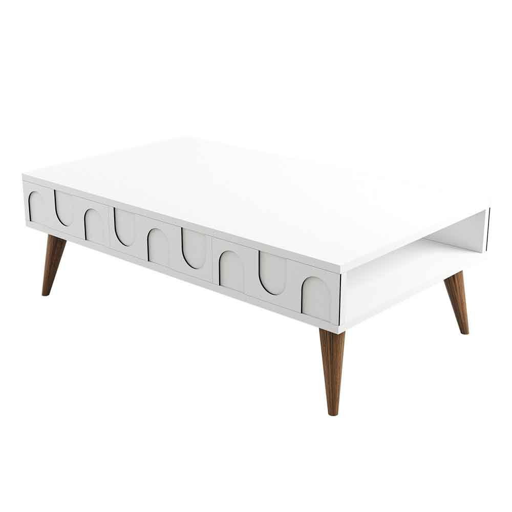 Lyon Wooden Coffee Table in White and Walnut