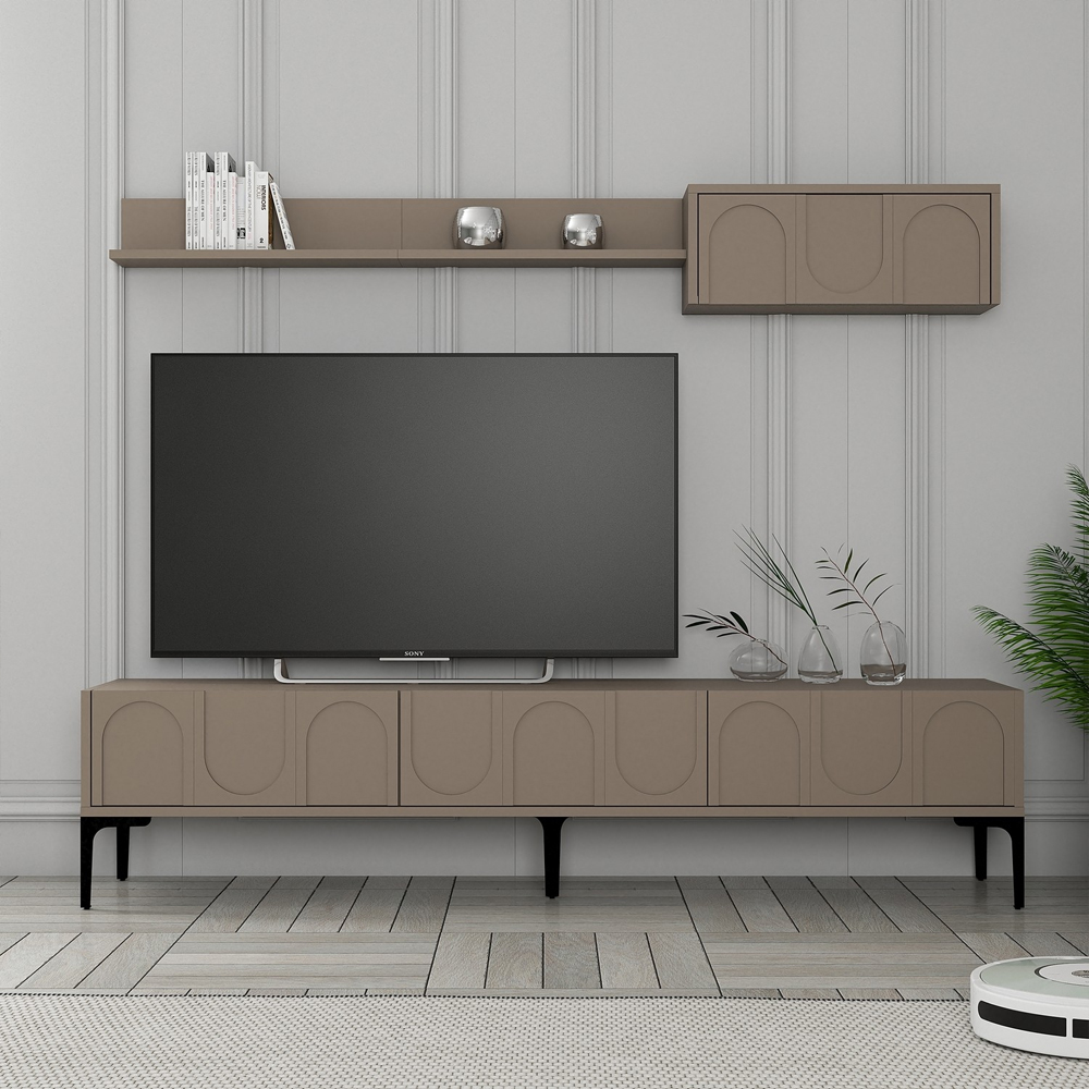 Lyon Wooden Entertainment Unit with Coffee Table Set in Atlas and Black