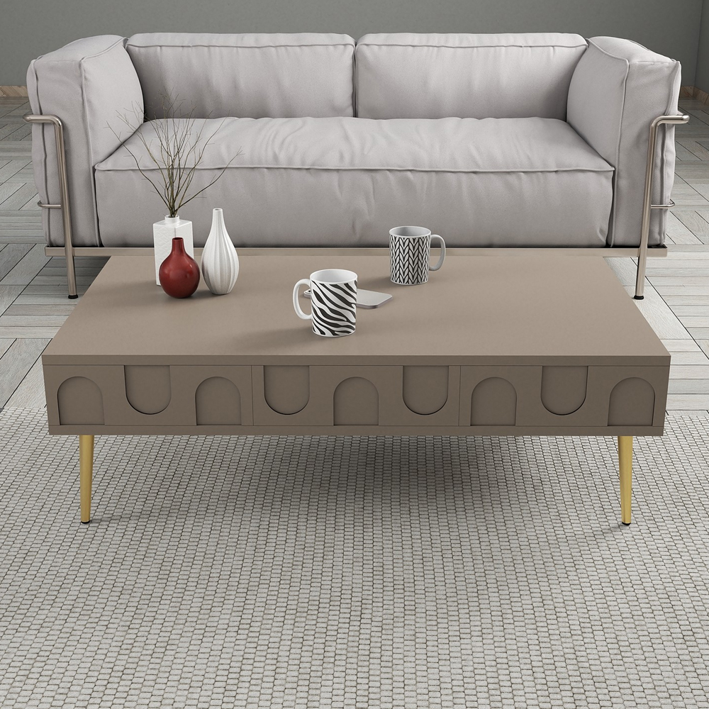 Lyon Wooden Entertainment Unit with Coffee Table Set in Atlas and Gold