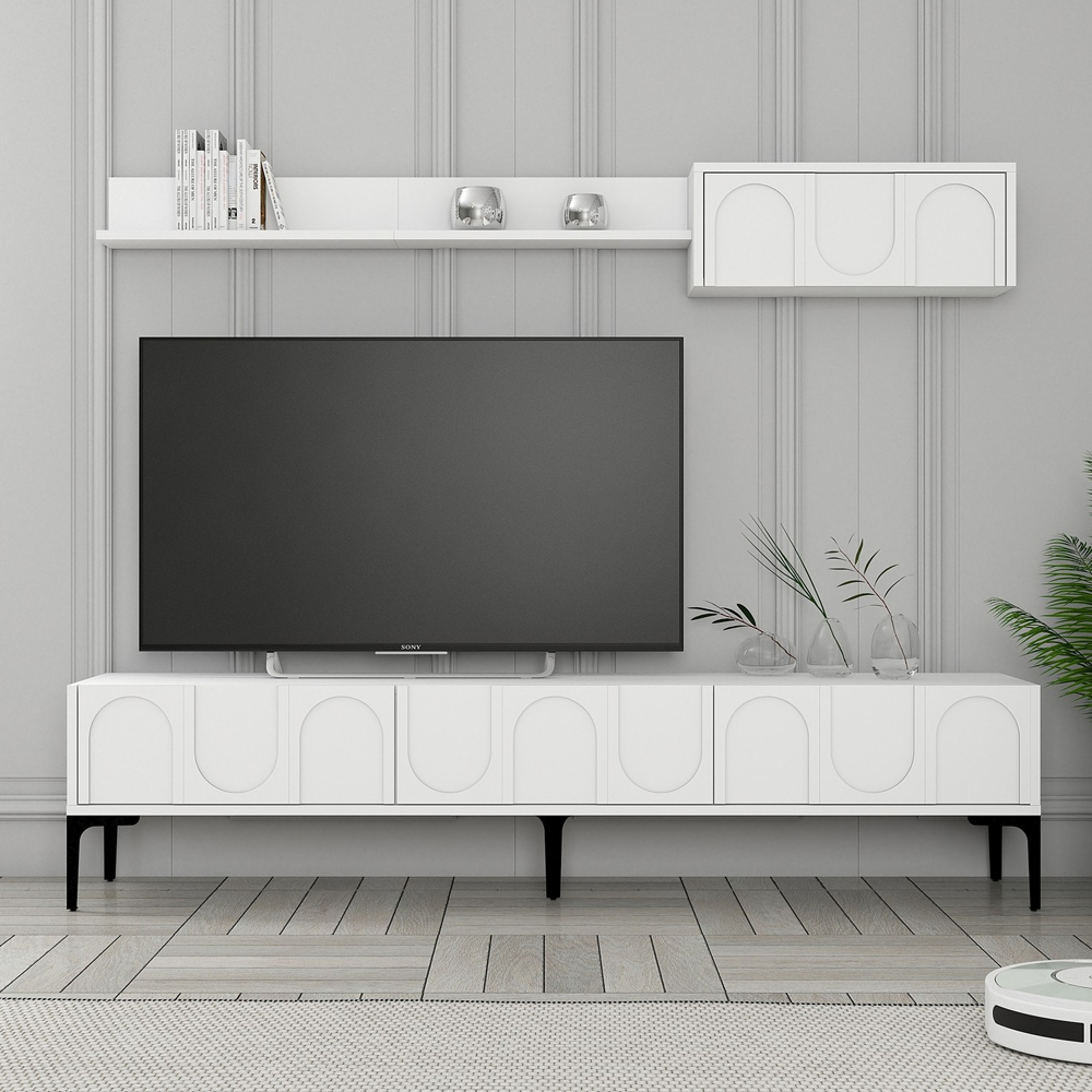 Lyon Wooden Entertainment Unit with Coffee Table Set in White and Black