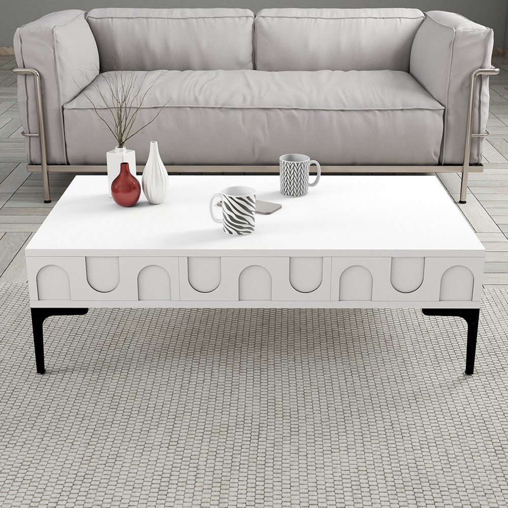 Lyon Wooden Entertainment Unit with Coffee Table Set in White and Black