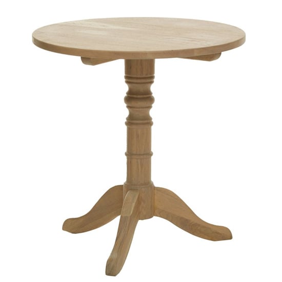 Photo of Lyox round wooden side table in oak