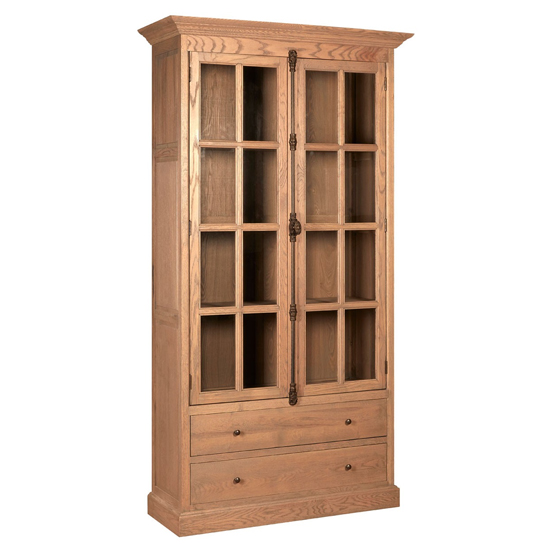 Product photograph of Lyox Wodoen 2 Doors 2 Drawers Display Cabinet In Natural from Furniture in Fashion