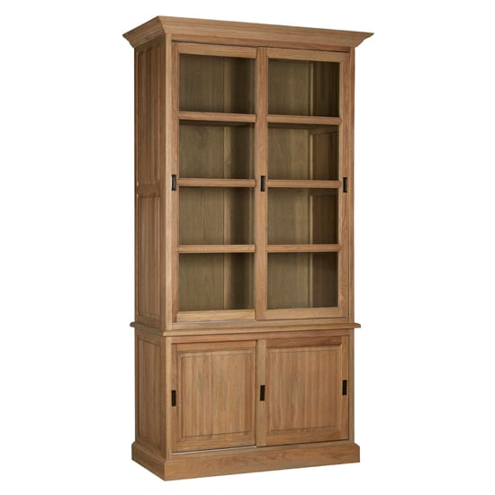 Product photograph of Lyox Wodoen 4 Doors Display Cabinet In Oak from Furniture in Fashion