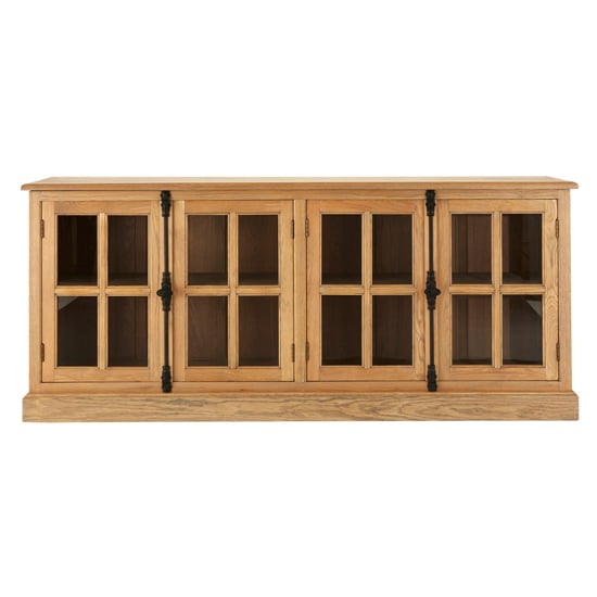Lyox Wooden 4 Glass Doors Sideboard In Natural_2