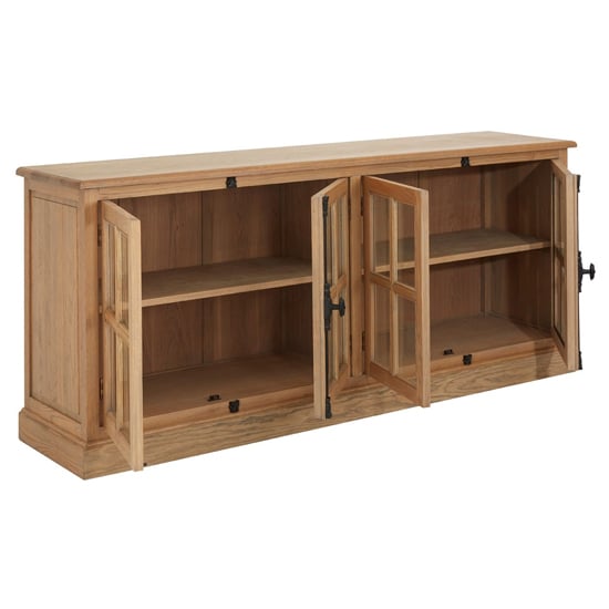 Lyox Wooden 4 Glass Doors Sideboard In Natural