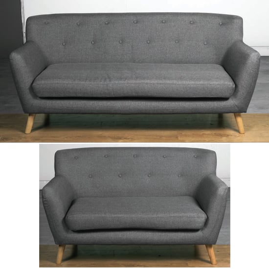 Lyrae Fabric 3 Seater Sofa And 2 Seater Sofa Suite In Dark Grey
