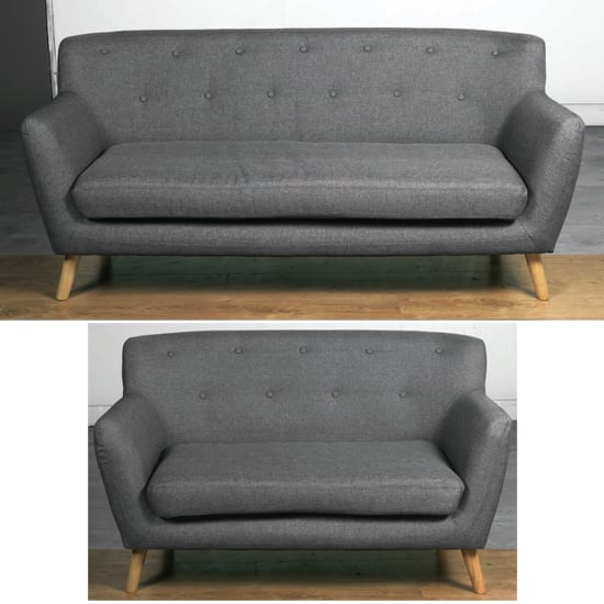 Photo of Lyrae fabric 3 seater sofa and 2 seater sofa suite in dark grey