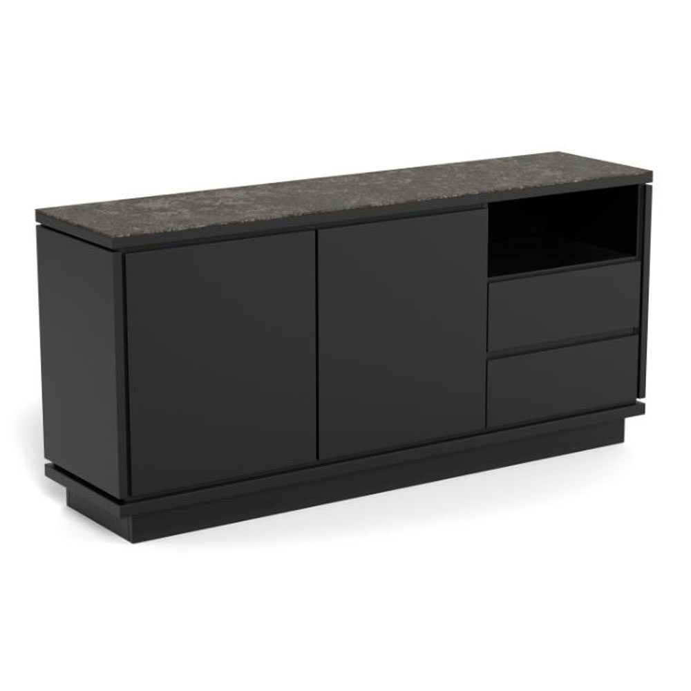 Lyric Black Fairbanks Rough Ceramic Top Sideboard with MDF Base