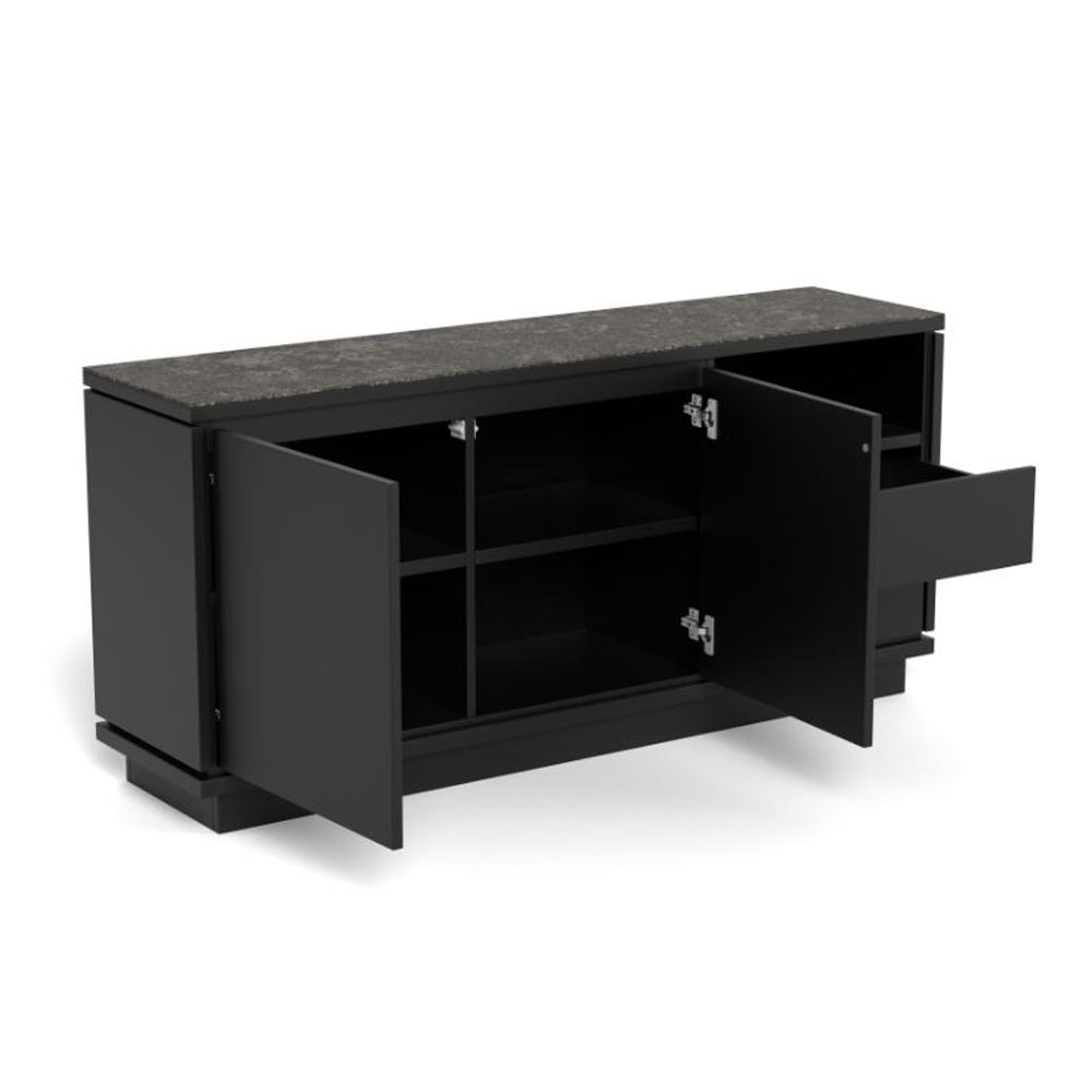 Lyric Black Fairbanks Rough Ceramic Top Sideboard with MDF Base
