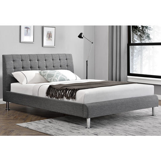 Lyrica Fabric Double Bed In Charcoal thumbnail