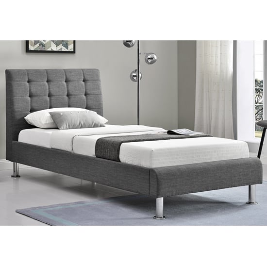 Product photograph of Lyrica Fabric Single Bed In Charcoal from Furniture in Fashion