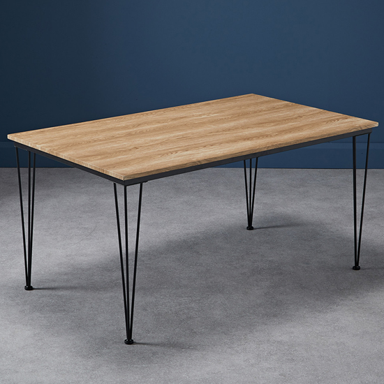 Lyza Rectangular Large Wooden Dining Table In Oak Effect