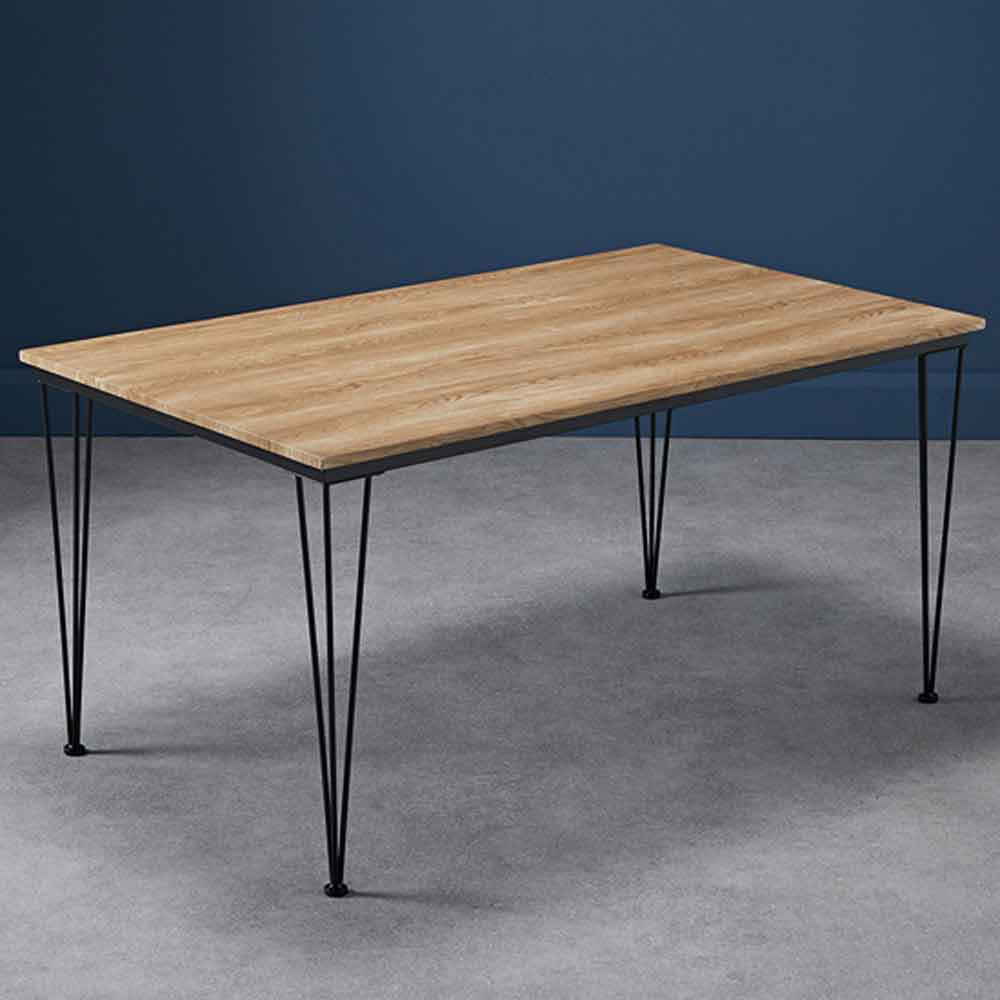 lyza rectangular large wooden dining table - oak effect