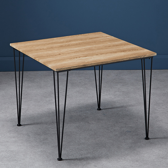 Lyza Small Oak Wooden Dining Table With 4 Lacee Black Chairs