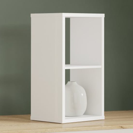 Product photograph of Mabon High Gloss Bookcase With 1 Shelf In White from Furniture in Fashion