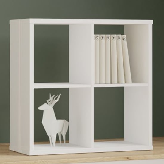 Mabon High Gloss Bookcase With 4 Open Cubes In White