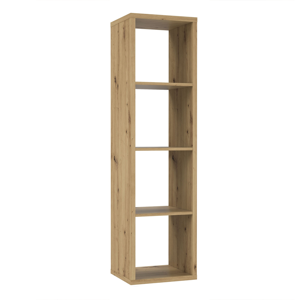 Mabon Tall Wooden Bookcase With 4 Open Storage In Artisan Oak