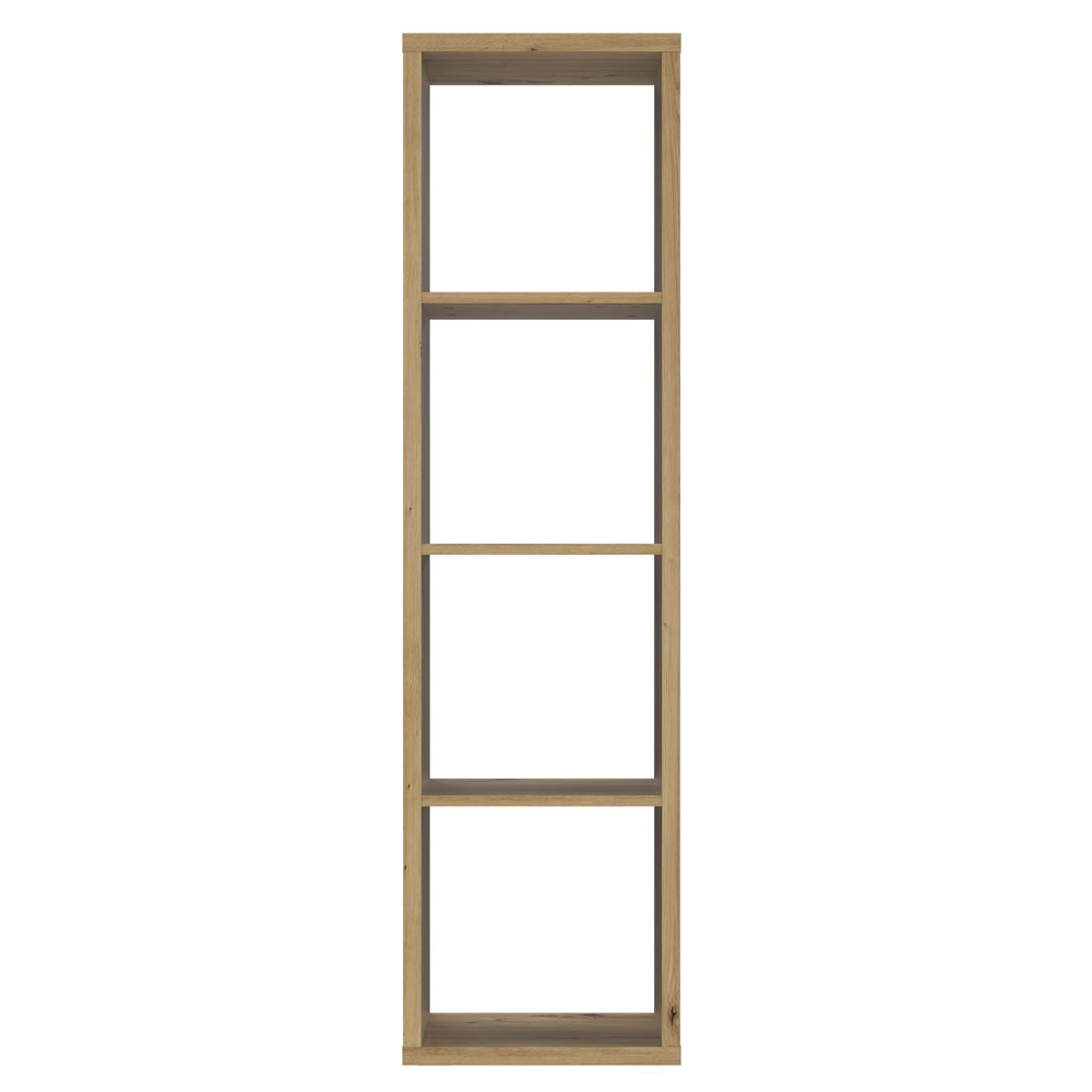 Mabon Tall Wooden Bookcase With 4 Open Storage In Artisan Oak