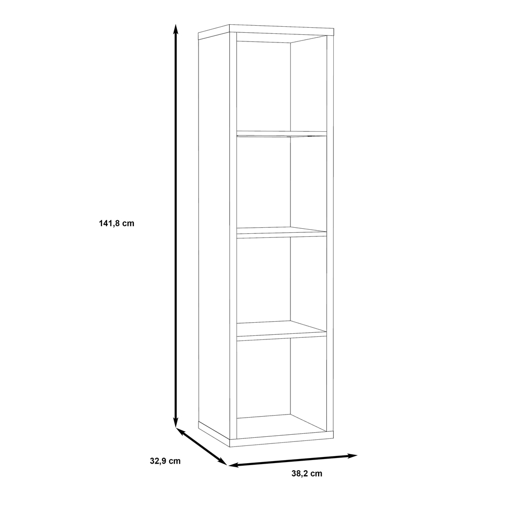 Mabon Tall Wooden Bookcase With 4 Open Storage In Artisan Oak