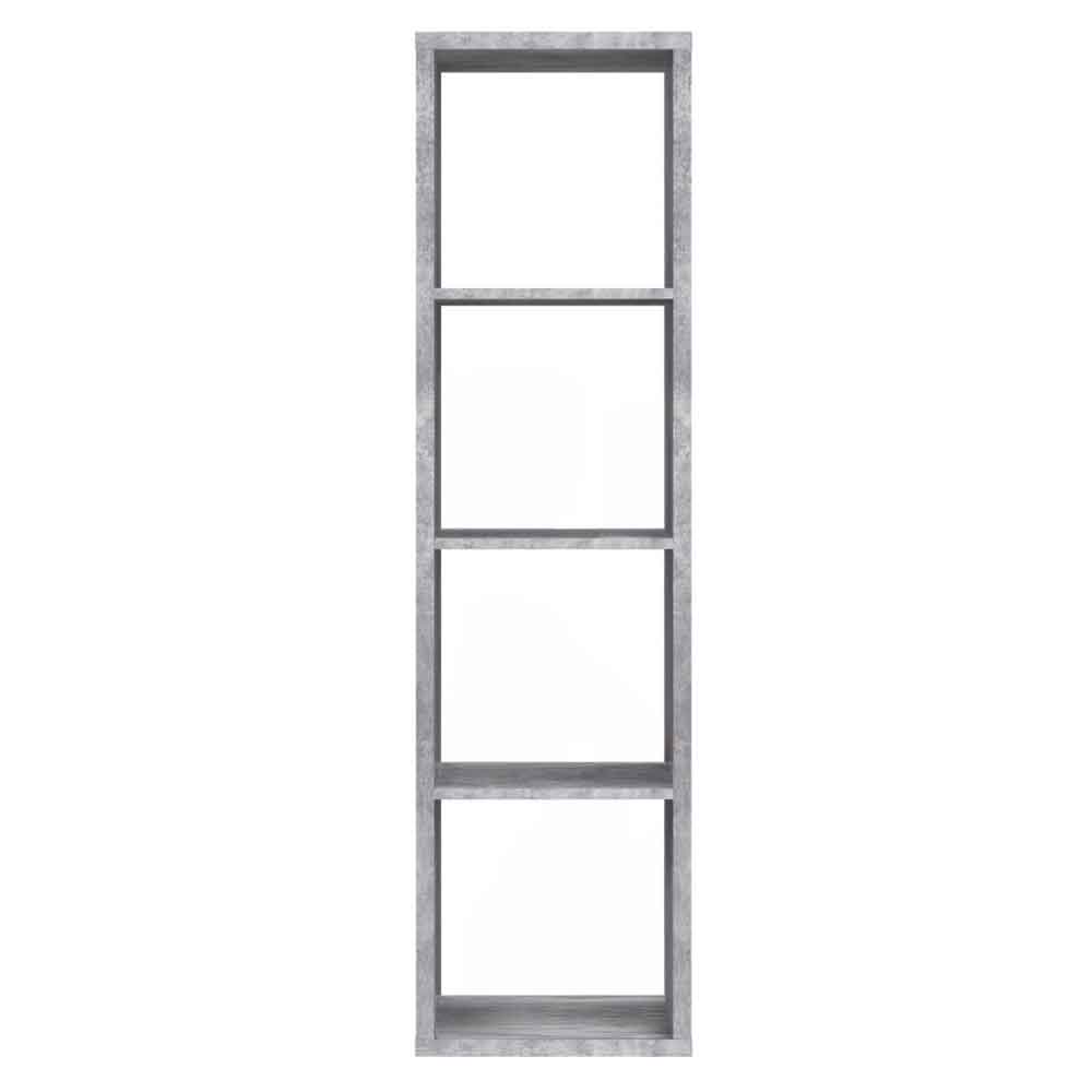 Mabon Tall Wooden Bookcase with 4 Open Storage in Concrete Grey