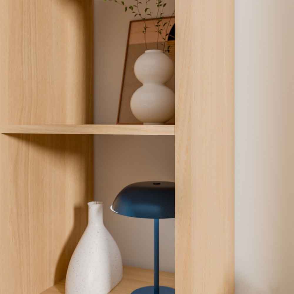 Mabon Tall Wooden Bookcase with 4 Open Storage in Elegancia Oak