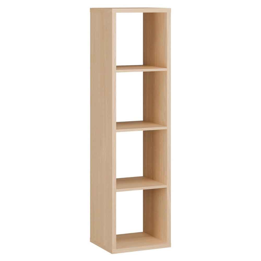 Mabon Tall Wooden Bookcase with 4 Open Storage in Elegancia Oak
