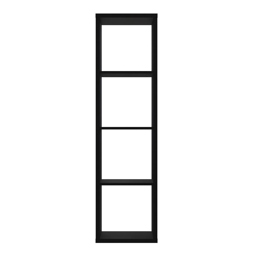 Mabon Tall Wooden Bookcase With 4 Open Storage In Matt Black