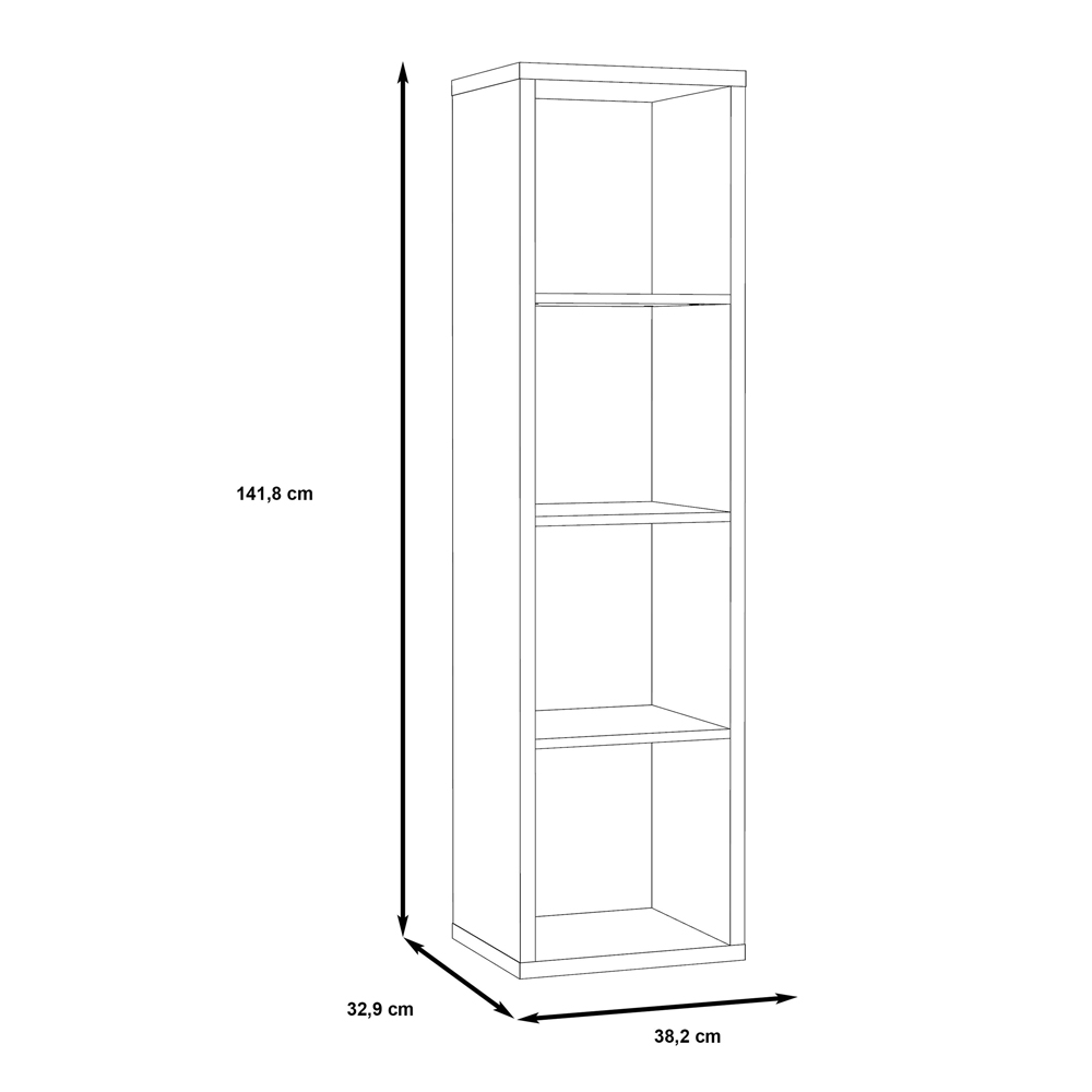 Mabon Tall Wooden Bookcase With 4 Open Storage In Matt Black