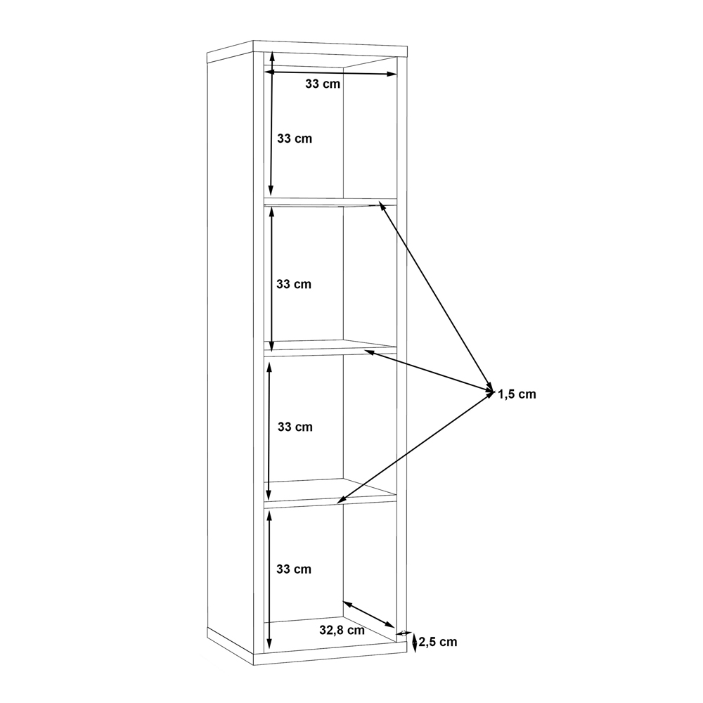 Mabon Tall Wooden Bookcase With 4 Open Storage In Matt Black