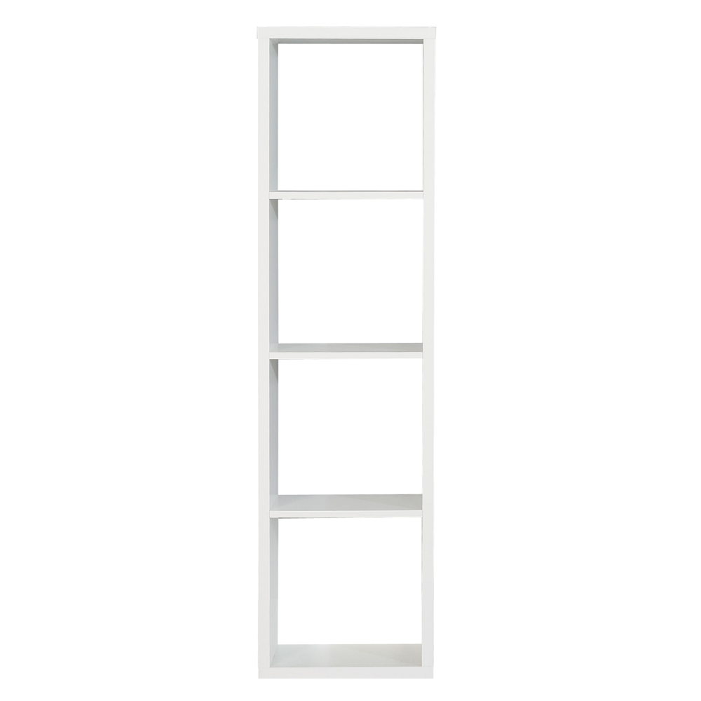 Mabon Tall Wooden Bookcase With 4 Open Storage In Matt White