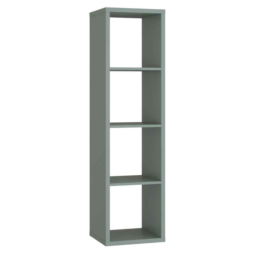 Mabon Tall Wooden Bookcase with 4 Open Storage in Sage Green