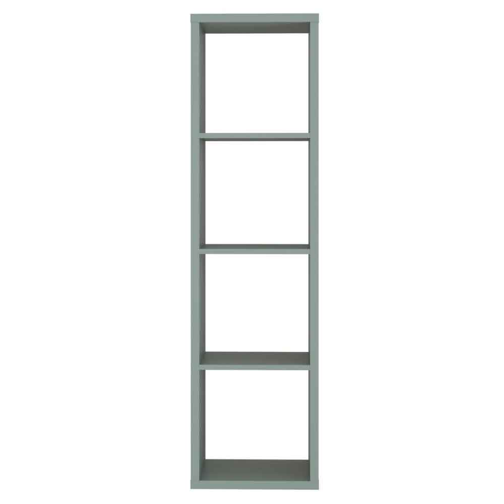 Mabon Tall Wooden Bookcase with 4 Open Storage in Sage Green