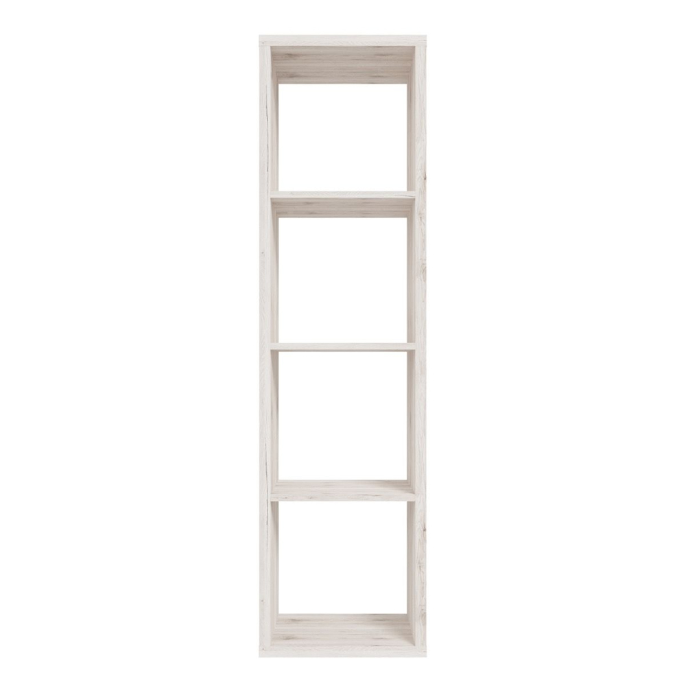Mabon Tall Wooden Bookcase With 4 Open Storage In Sand Oak