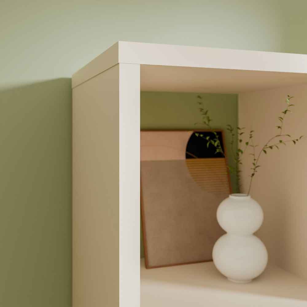 Mabon Tall Wooden Bookcase with 4 Open Storage in Sand