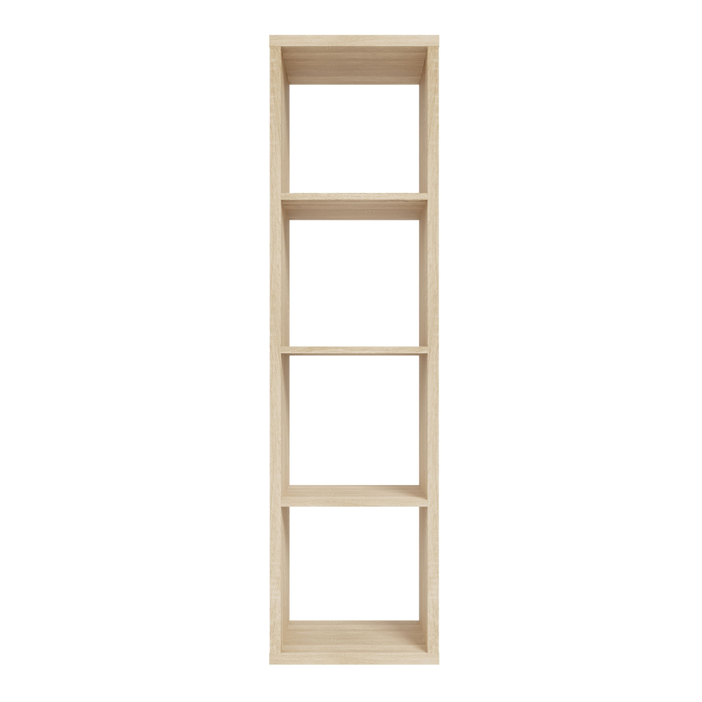 Mabon Tall Wooden Bookcase With 4 Open Storage In Sonoma Oak