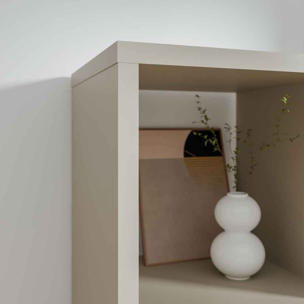 Mabon Tall Wooden Bookcase with 4 Open Storage in Taupe