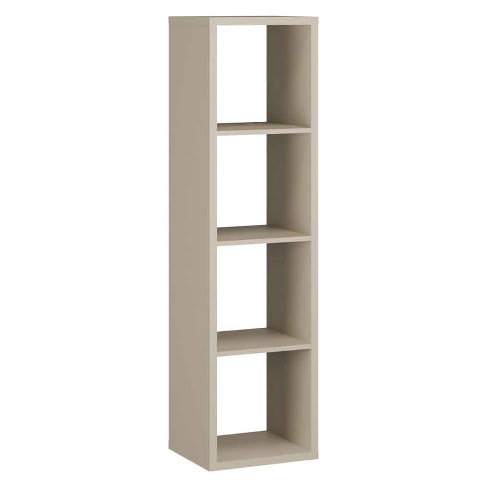 Mabon Tall Wooden Bookcase with 4 Open Storage in Taupe