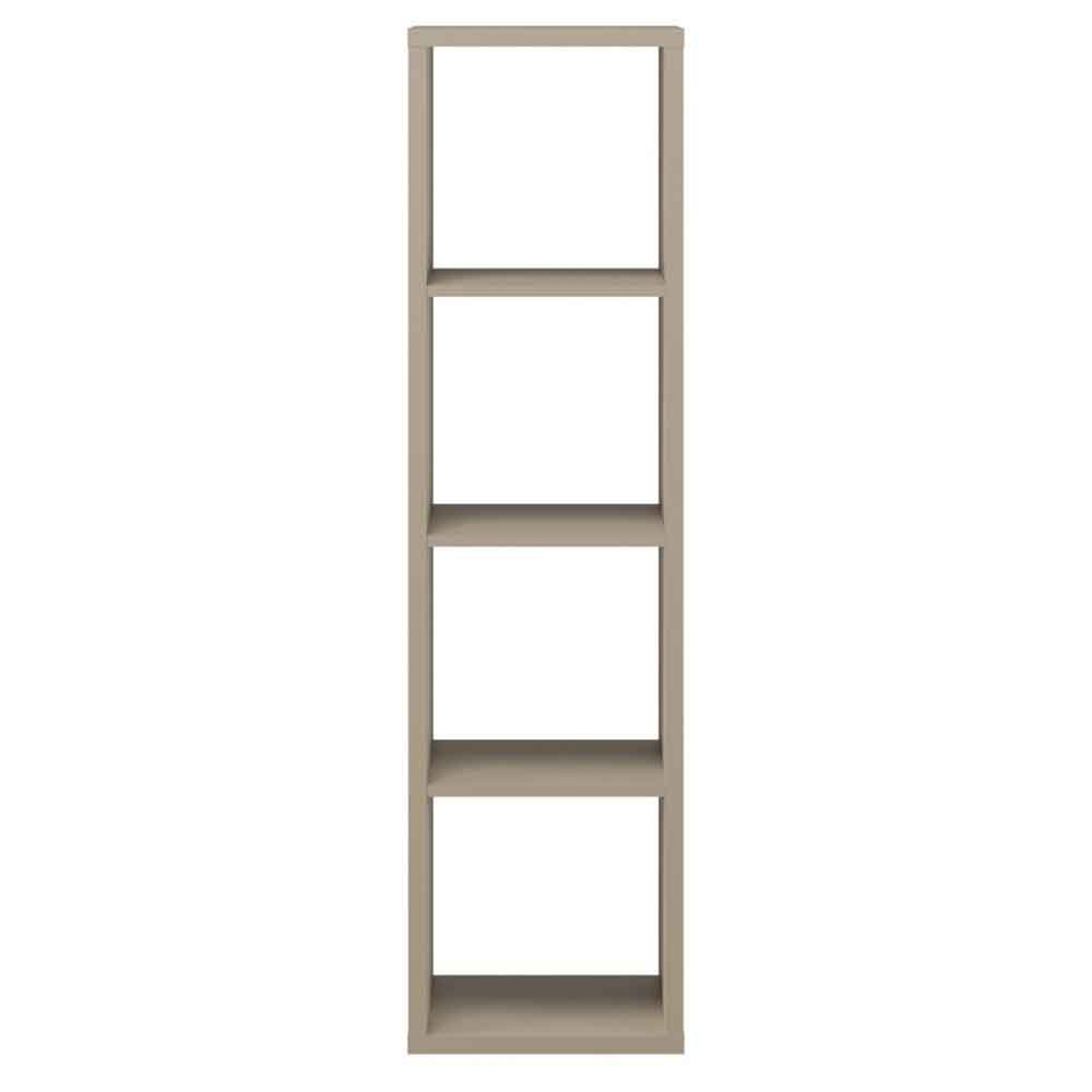 Mabon Tall Wooden Bookcase with 4 Open Storage in Taupe