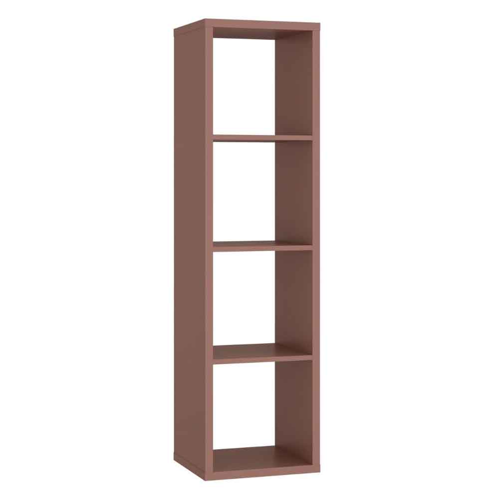 Mabon Tall Wooden Bookcase with 4 Open Storage in Terracotta