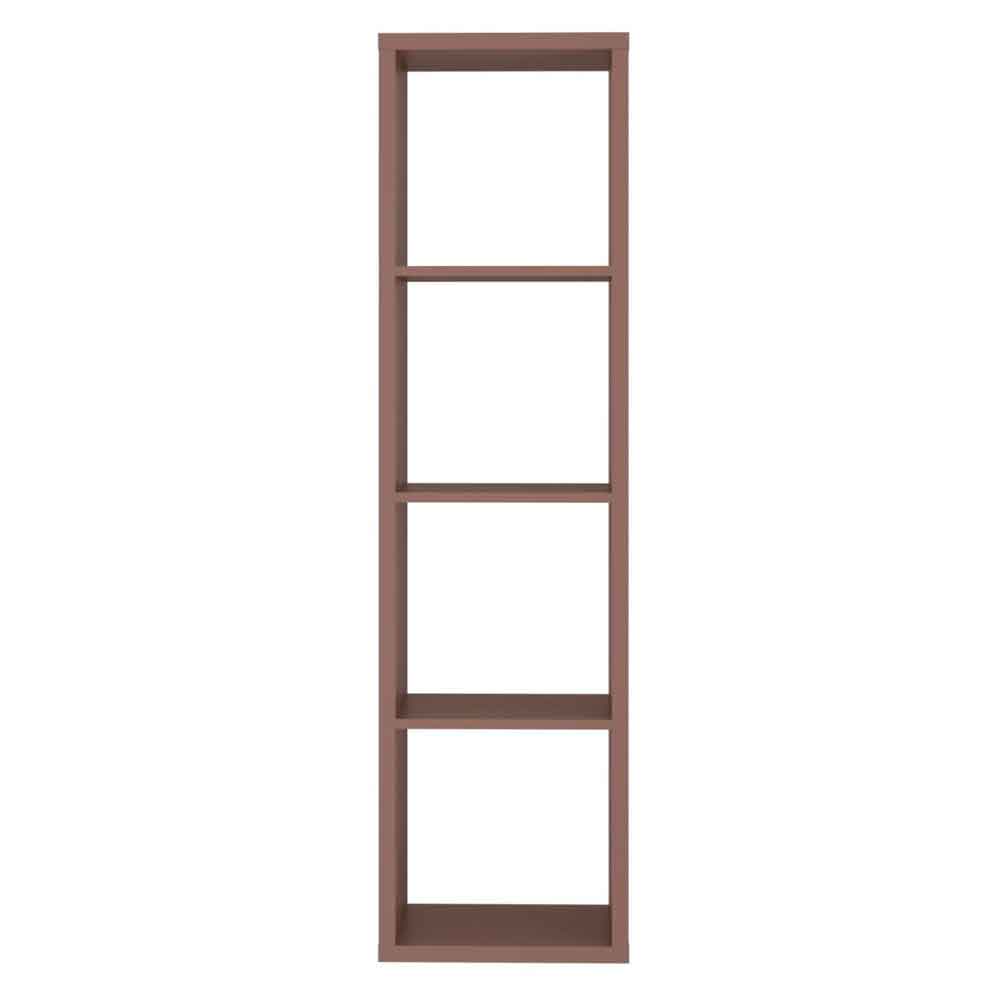Mabon Tall Wooden Bookcase with 4 Open Storage in Terracotta